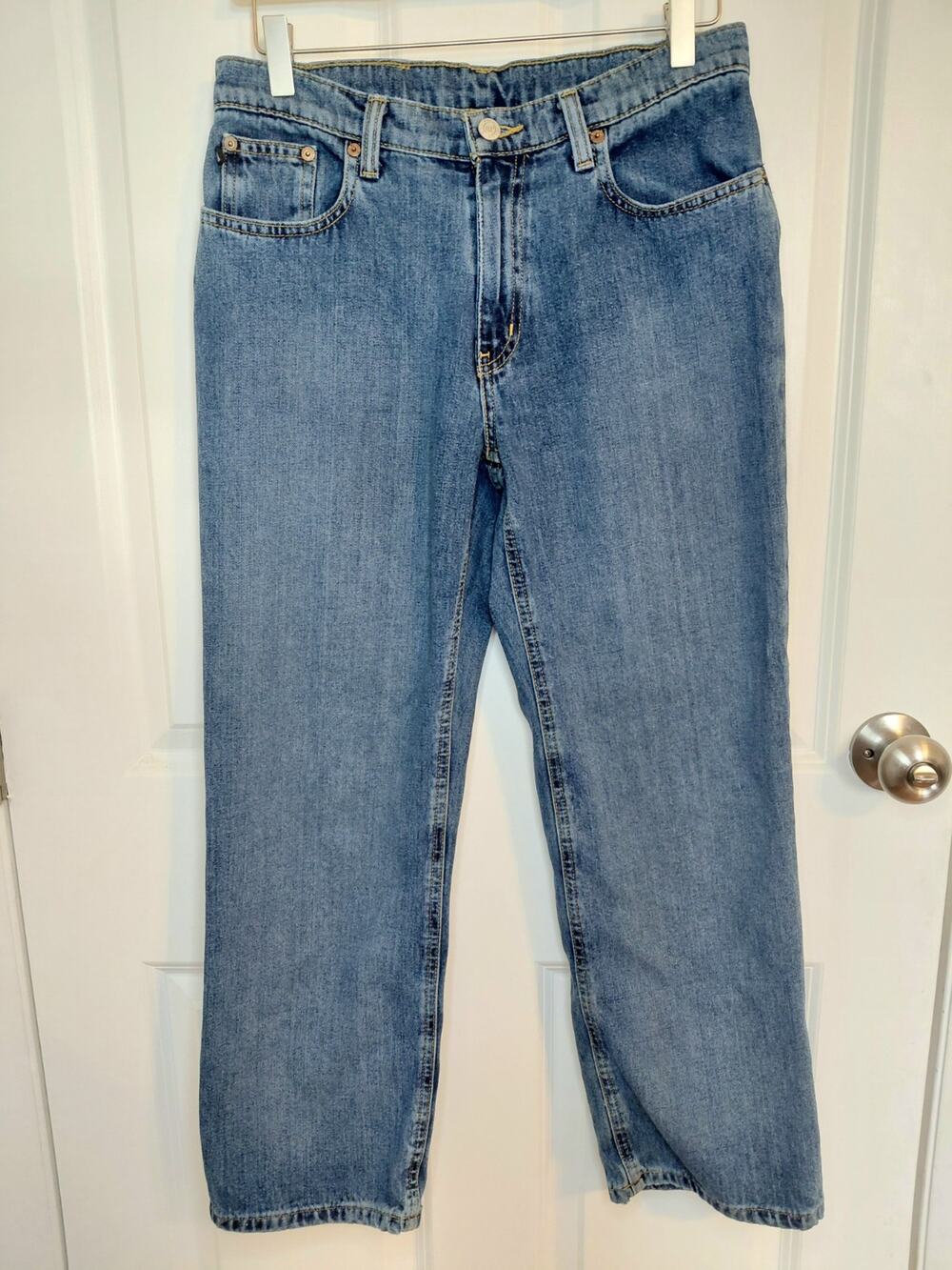 Vintage Y2K 90s Polo Jeans Lauren Cropped Saturday Jeans 32x26 Blue 100% Cotton
